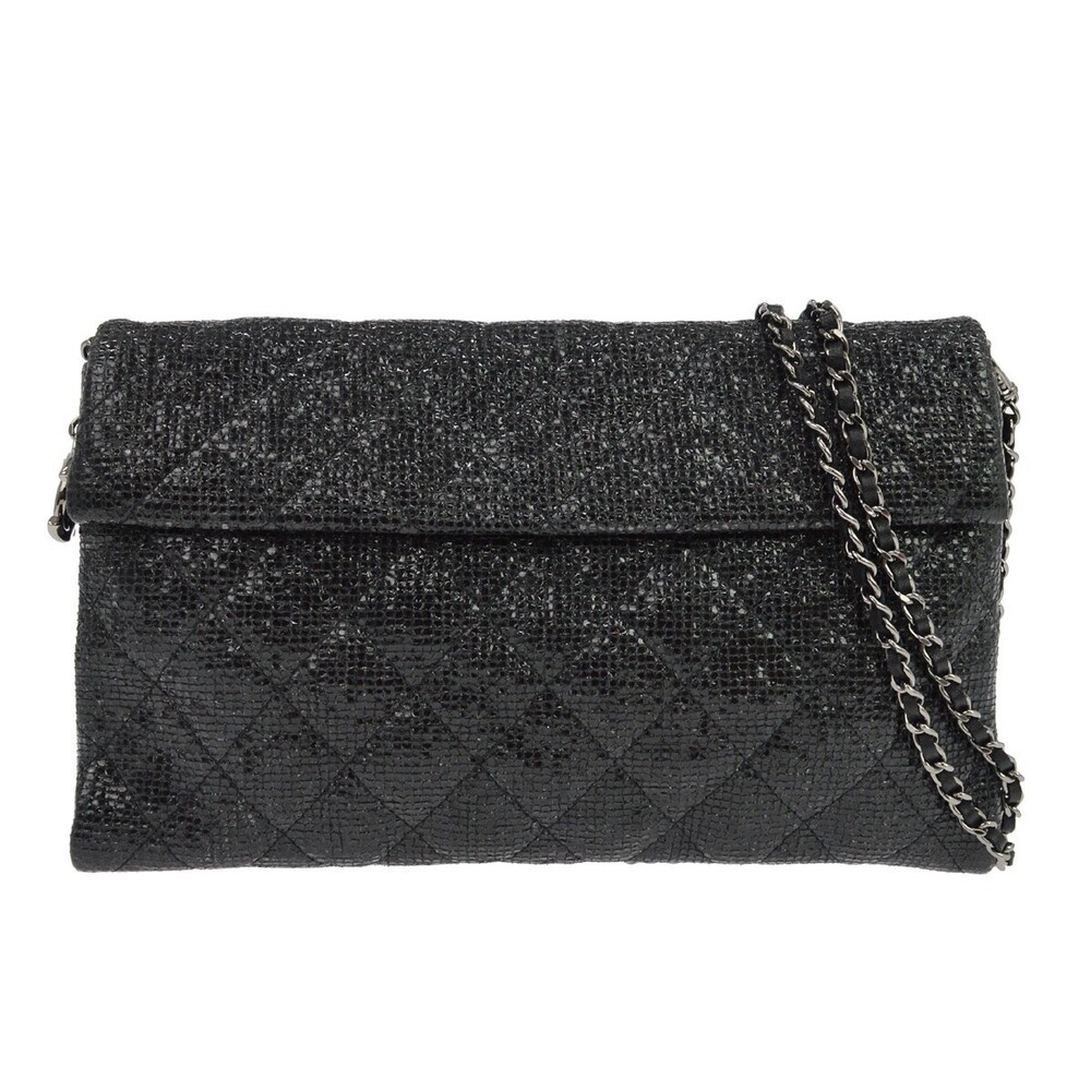 Chanel Chain Flap Quilted Iridescent Fabric Small